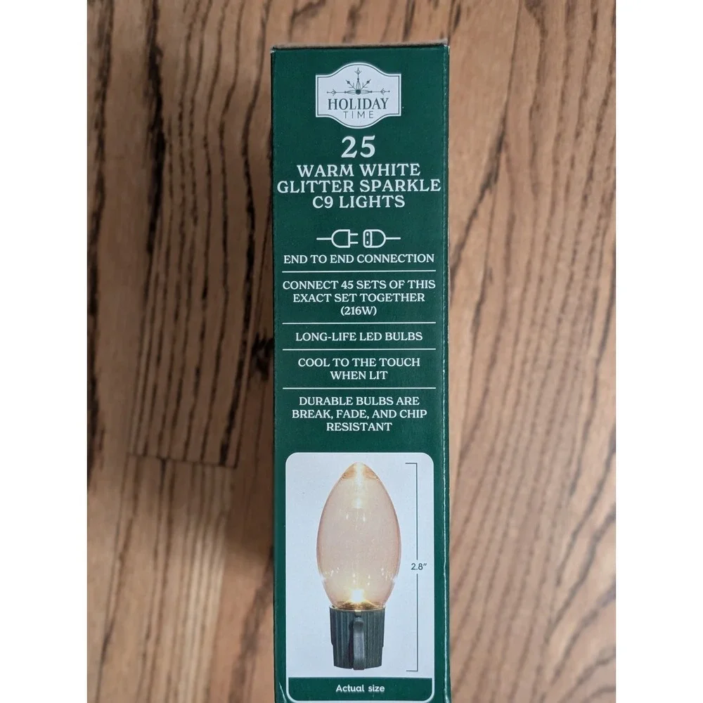 25-Count Ultra Bright LED C9 Christmas Party Lights Warm Green Wire (4 Boxes)